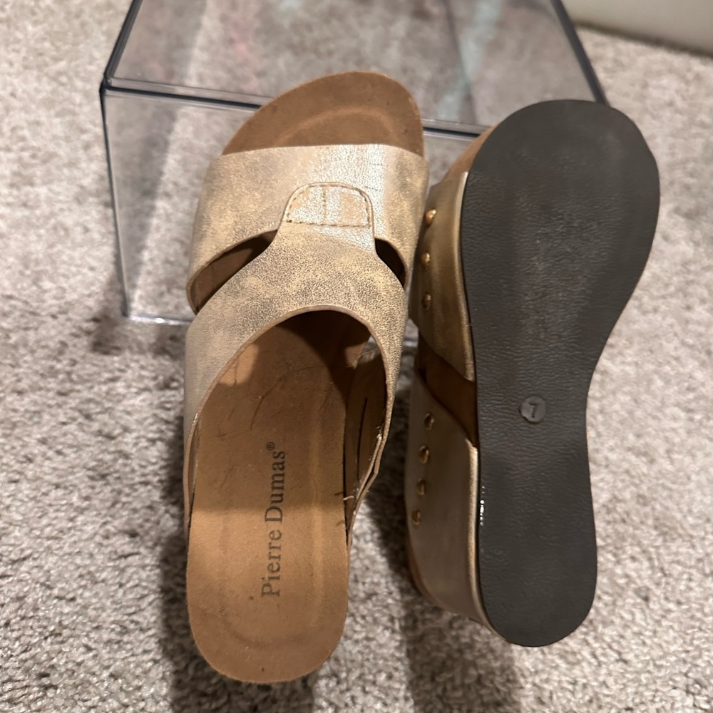 Pierre Dumas Women's Gold Slide Sandals